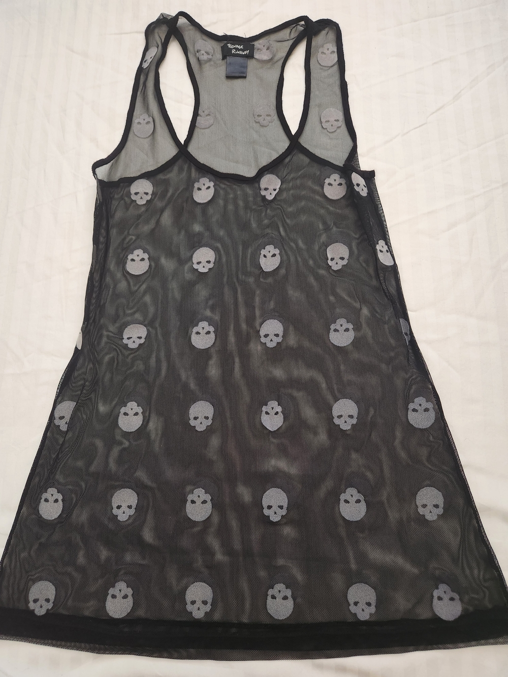 Black Sheer Skull-Print Racerback Tank Top